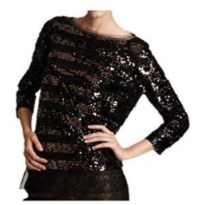 Elie Tahari Sequin Boatneck Pauline Evening Top
